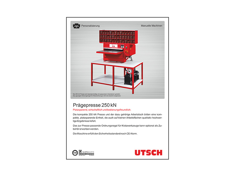 Prägepresse 25 t - Platzsparend, wirtschaftlich und bedienungsfreundlich.