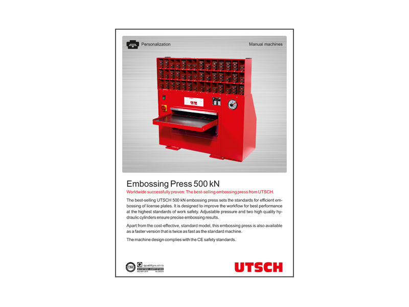 Embossing Press 500 kN - Best-selling embossing press of UTSCH