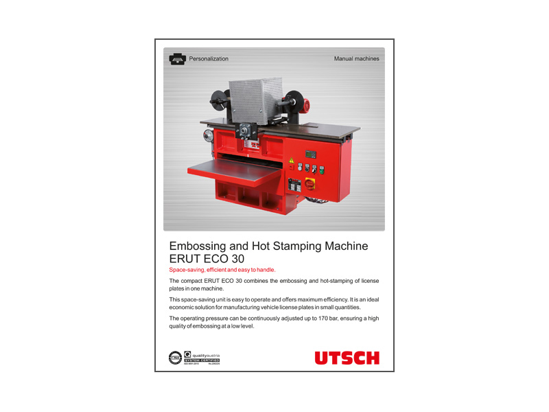 Embossing and Hot Stamping Machine ERUT ECO 30 - 2 in 1: Combining embossing and hot-stamping in one machine.