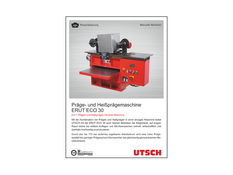 Präge- u. Heißprägemaschine ERUT ECO 30 - 2 in 1: Prägen und Heißprägen in einem.